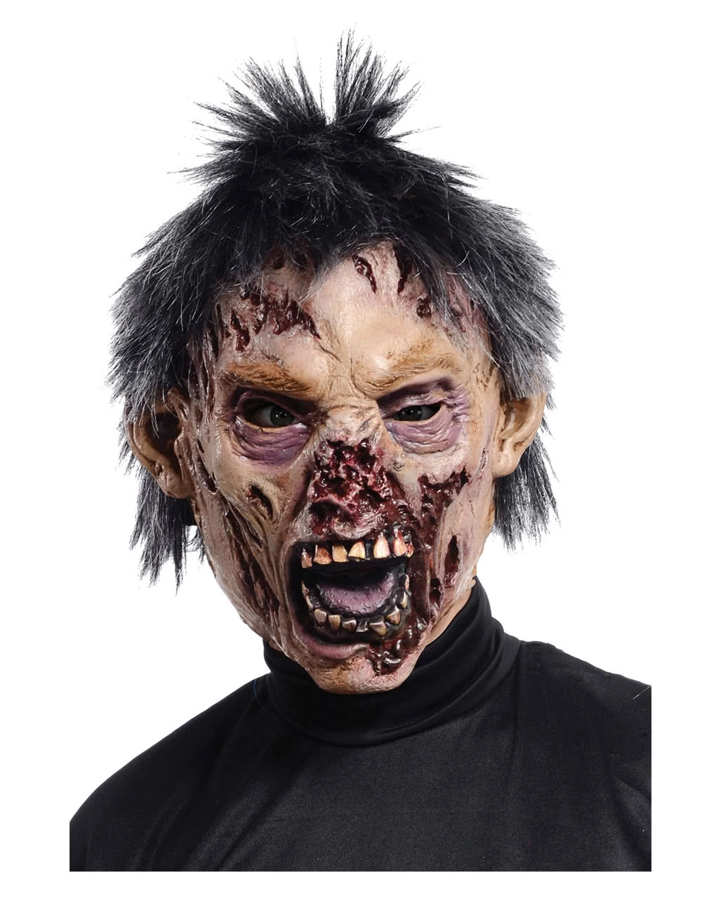 Beißer Zombie Maske Mit Haaren