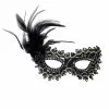 Schwarze Mystic Augenmaske Mit Rose & Federn -Classic Horror Speichern black mystic augenmaske venezianische augenmasken kaufen kostuemzubehoer 36579 01
