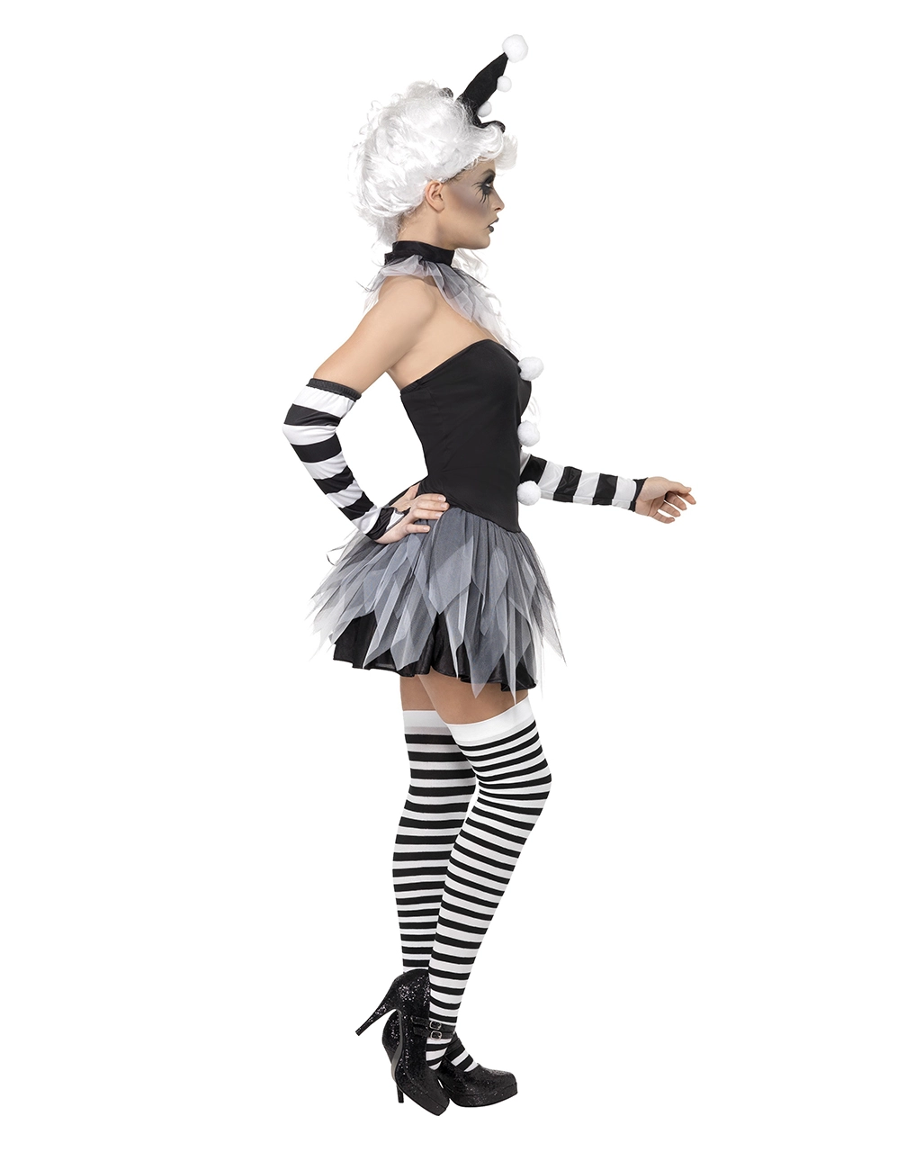 Düsterer Pierrot Damen Kostüm 4 Düsterer Pierrot Damen Kostüm – Bild 2