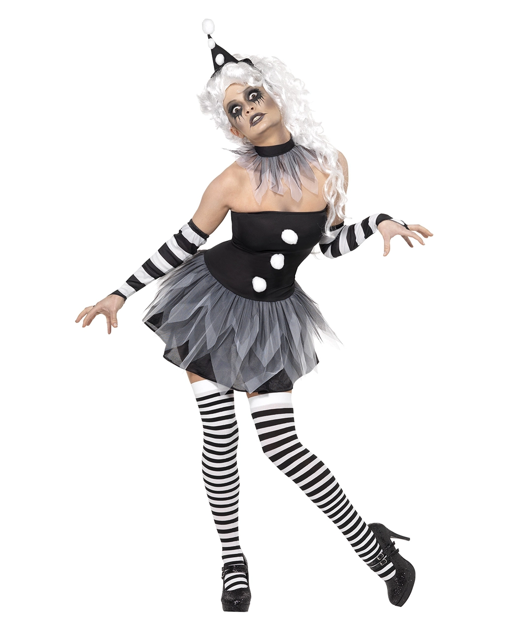 Düsterer Pierrot Damen Kostüm 3 Düsterer Pierrot Damen Kostüm