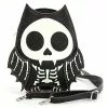 Skelett Fledermaus Handtasche "Glow In The Dark" -Classic Horror Speichern glow on the dark skelett fledermaus handtasche skeleton bat shoulder bag 53445