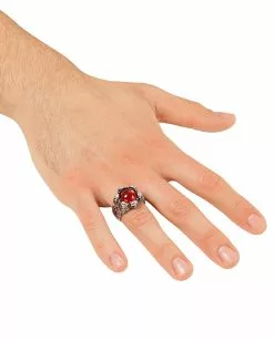 Gothic Ring Mit Stein Und Totenköpfen -Classic Horror Speichern gothic ring mit stein und totenschaedel vampir kostuemschmuck gothic schmuck faschings zubehoer 29553 2