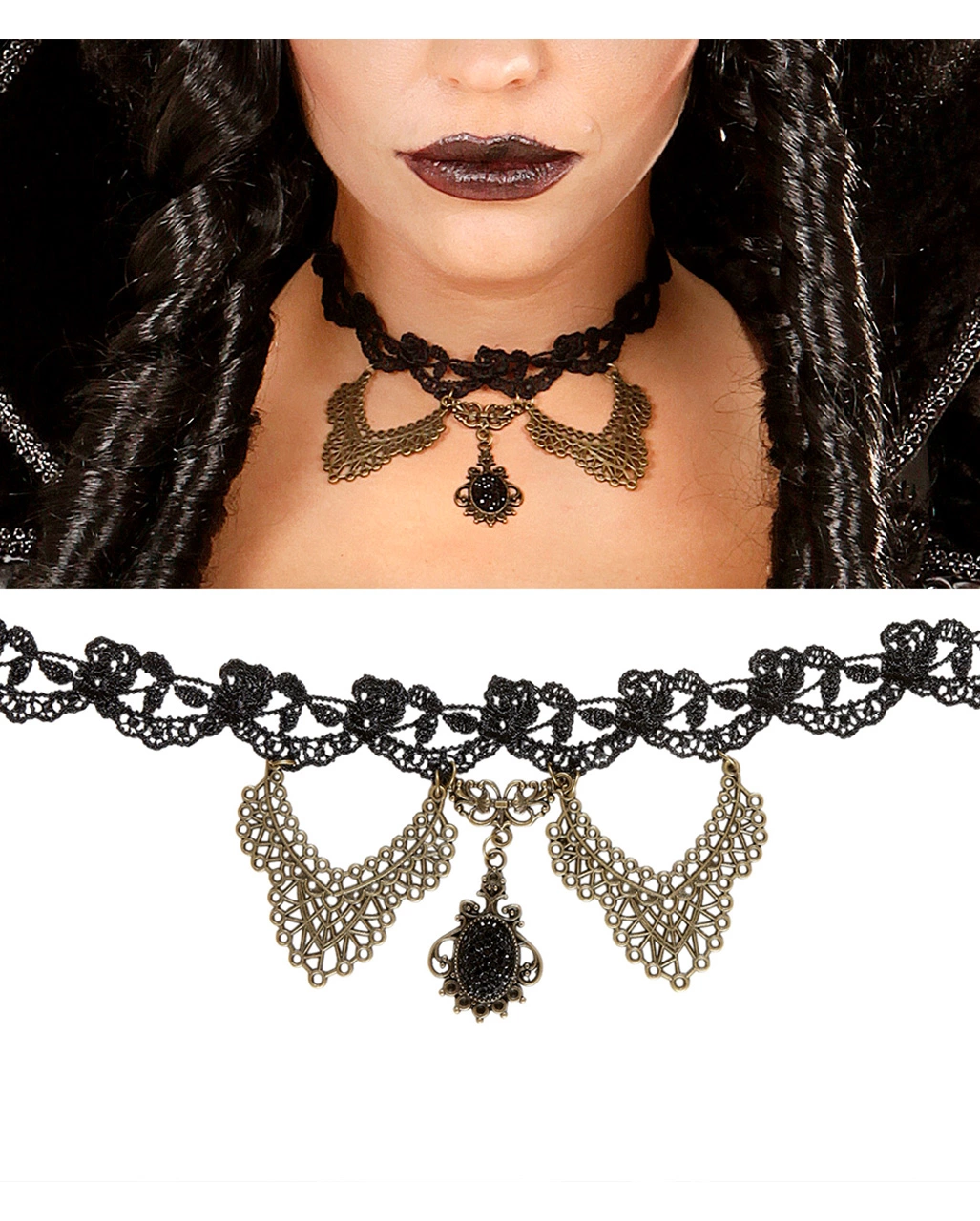 Gothic Halsband Mit Schmuckstein 3 Gothic Halsband Mit Schmuckstein