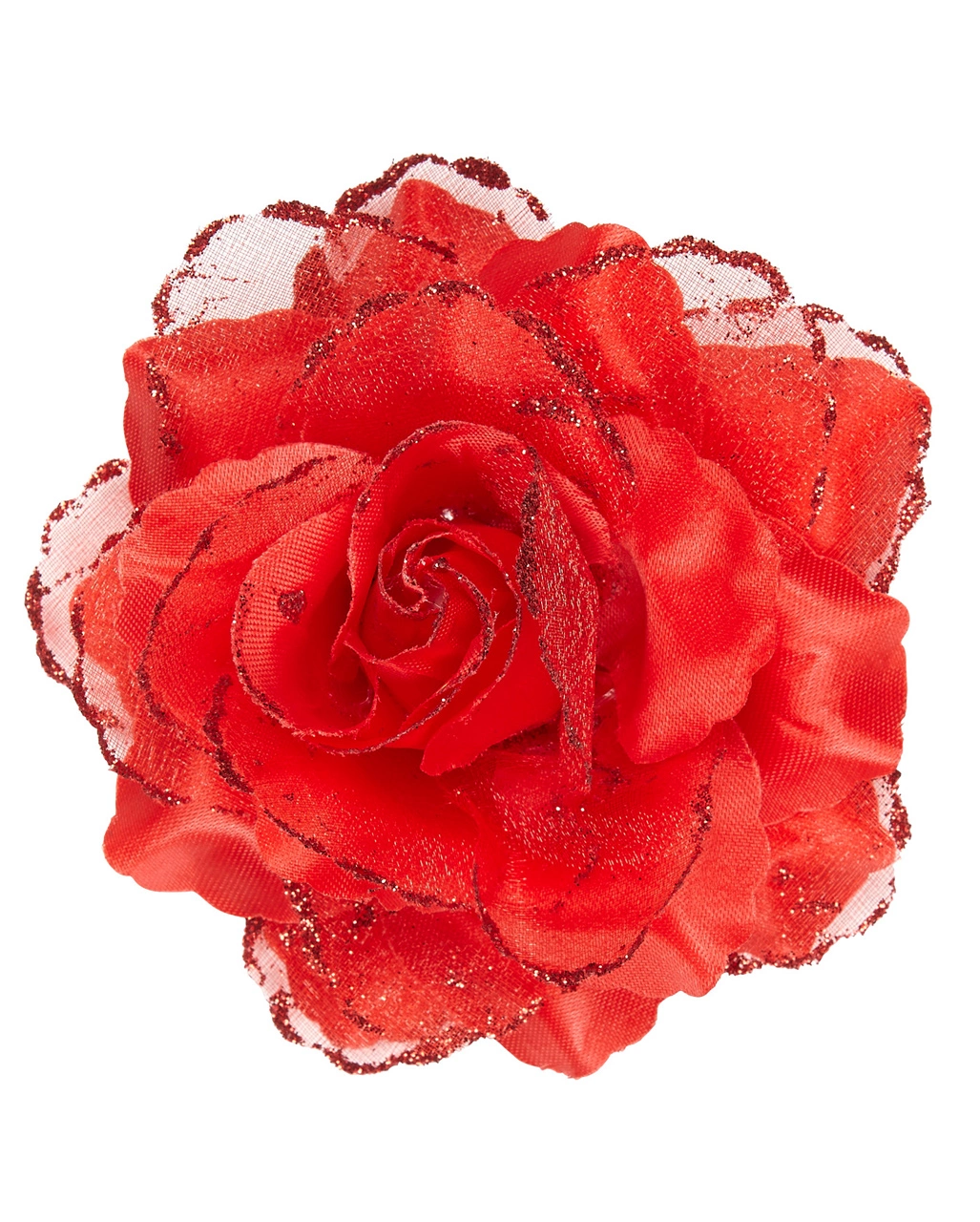 Rote Glitzer-Rose Haarspange 3 Rote Glitzer-Rose Haarspange