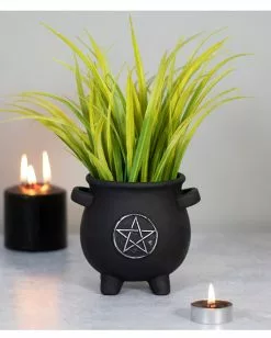Pentagramm Hexenkessel Pflanzenbehälter -Classic Horror Speichern hexenkessel mit pentagramm pflanzenschale pentagram cauldron plant pot halloween deko gothic homeware 51664 04