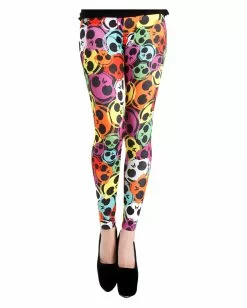 Farbenfrohe Totenkopf Leggings
