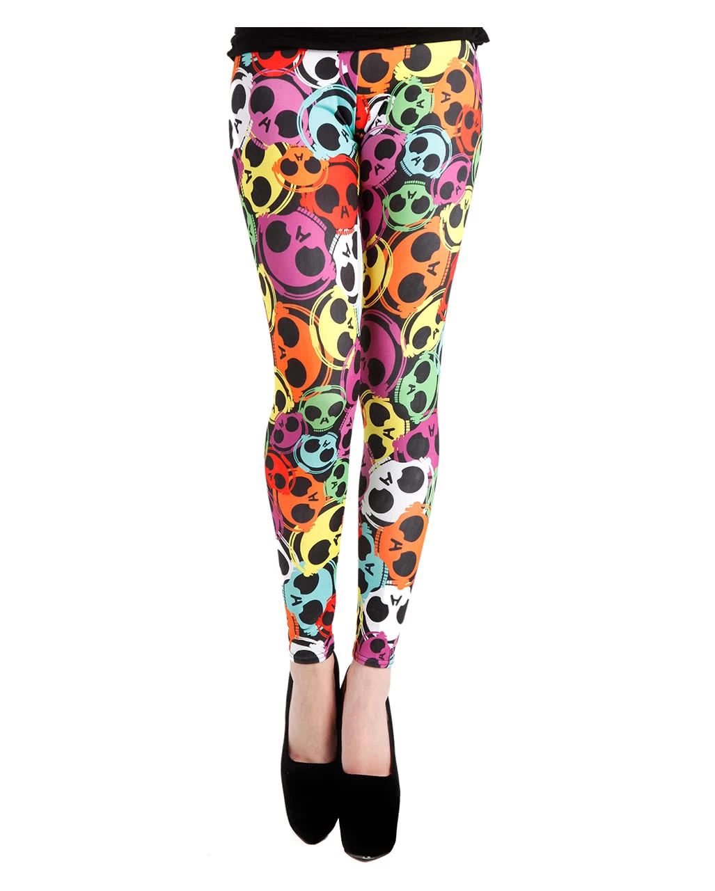 Farbenfrohe Totenkopf Leggings 3 Farbenfrohe Totenkopf Leggings