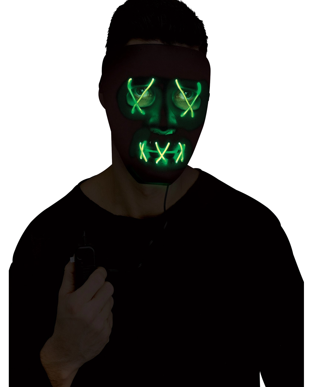 Leuchtende LED Maske Grün - Schwarz 3 Leuchtende LED Maske Grün - Schwarz