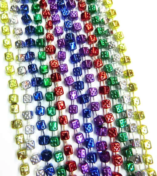 Mardi Gras Ketten Mit Würfel 12 St. 3 Mardi Gras Ketten Mit Würfel 12 St.