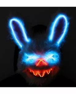 Beleuchtete Hasen LED Maske -Classic Horror Speichern neon licht bunny maske neon light bunny mask halloween horror hasen maske 53434 3