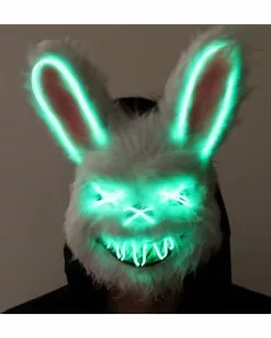 Beleuchtete Hasen LED Maske -Classic Horror Speichern neon licht bunny maske neon light bunny mask halloween horror hasen maske 53434 4