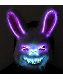 Beleuchtete Hasen LED Maske -Classic Horror Speichern neon licht bunny maske neon light bunny mask halloween horror hasen maske 53434 5