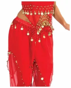 Exotisches Bauchtänzerin Kostüm Mit Münzen Rot -Classic Horror Speichern orientalisches bauchtanz kostuem mit muenzen rot belly dancer costume faschingskostueme 37215 3