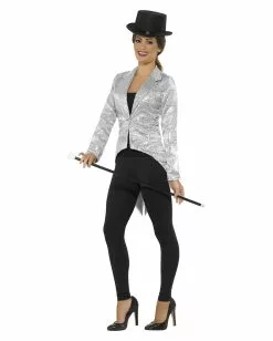 Silberne Frauen Pailletten-Jacke