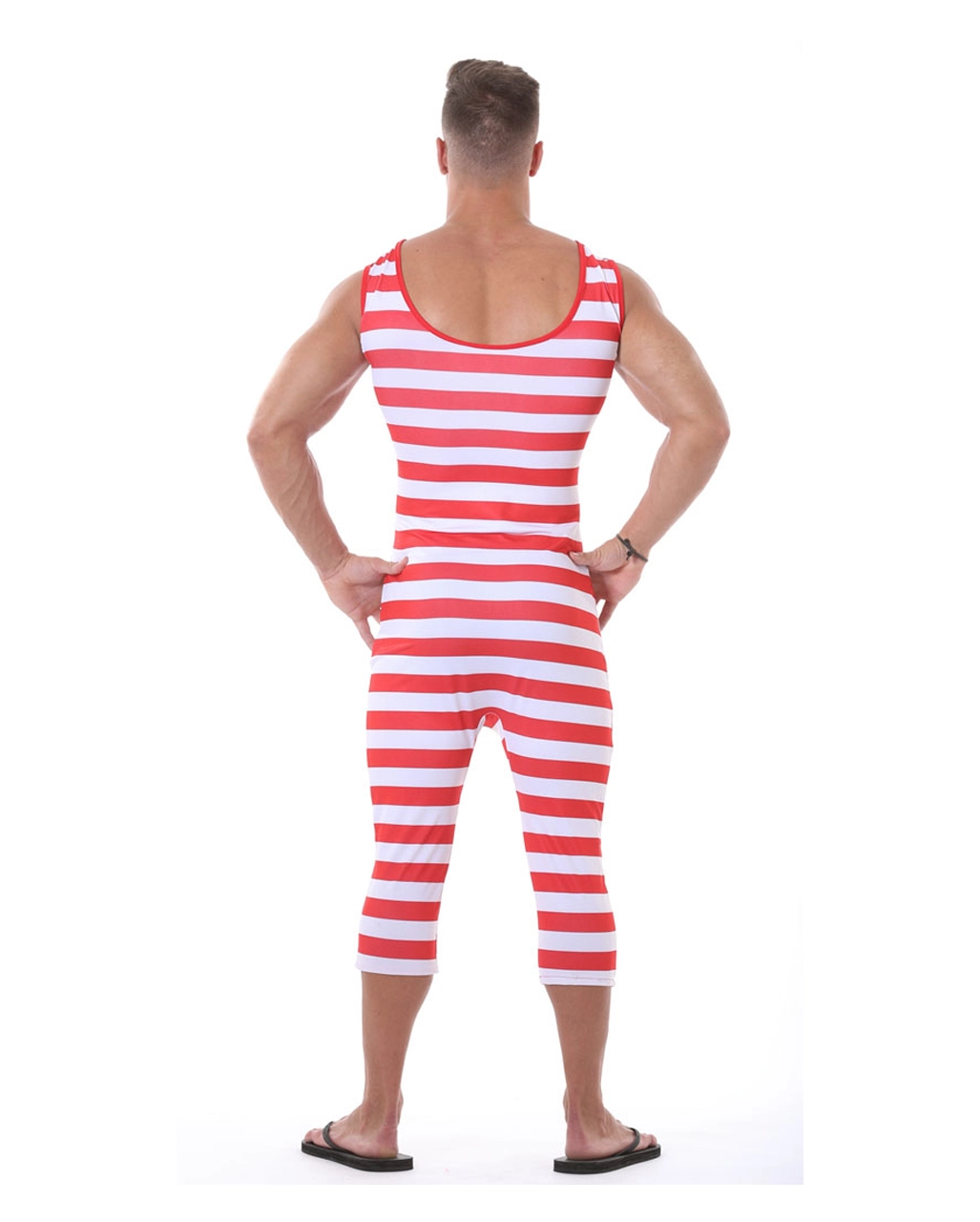 Retro Badeanzug Für Herren Rot/weiß 4 Retro Badeanzug Für Herren Rot/weiß – Bild 2