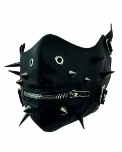 Cyberpunk Halbmaske Mit Spitznieten -Classic Horror Speichern sado punk halbmaske mit spikes cyberpunk halfmask with spikes halloween masken kaufen 50497 03