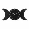Schwarze Dreifach Mond Wanduhr -Classic Horror Speichern schwarze triple moon wanduhr black triple moon clock wicca wohnaccessoire gothic deko 53101 01