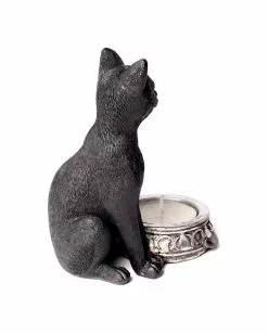 Schwarze Hexenkatze Teelichthalter -Classic Horror Speichern schwarzes kaetzchen teelichthalter halloween und gothic wohnungsdeko und zubehoer gothic cat tea light holder 52741 2