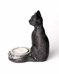 Schwarze Hexenkatze Teelichthalter -Classic Horror Speichern schwarzes kaetzchen teelichthalter halloween und gothic wohnungsdeko und zubehoer gothic cat tea light holder 52741