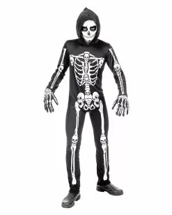Skelett Overall Kinderkostüm -Classic Horror Speichern skelett kinderkostuem mit kapuze skeleton costume with hood for kids halloween kkinderkostuem 51023 02