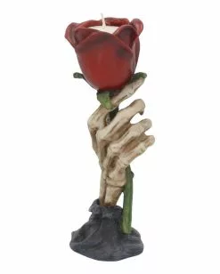 Skeletthand Mit Rose Kerzenständer -Classic Horror Speichern skeletthand mit rose teelichthalter skeltthand kerzenstaender skelton hand with tealight candle holder 39803 04