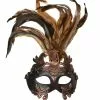 Altertümliche Augenmaske Mit Federn Bronze -Classic Horror Speichern venezianische augenmaske bronze venetian eyemask venedischer karneval faschingsmasken 25150
