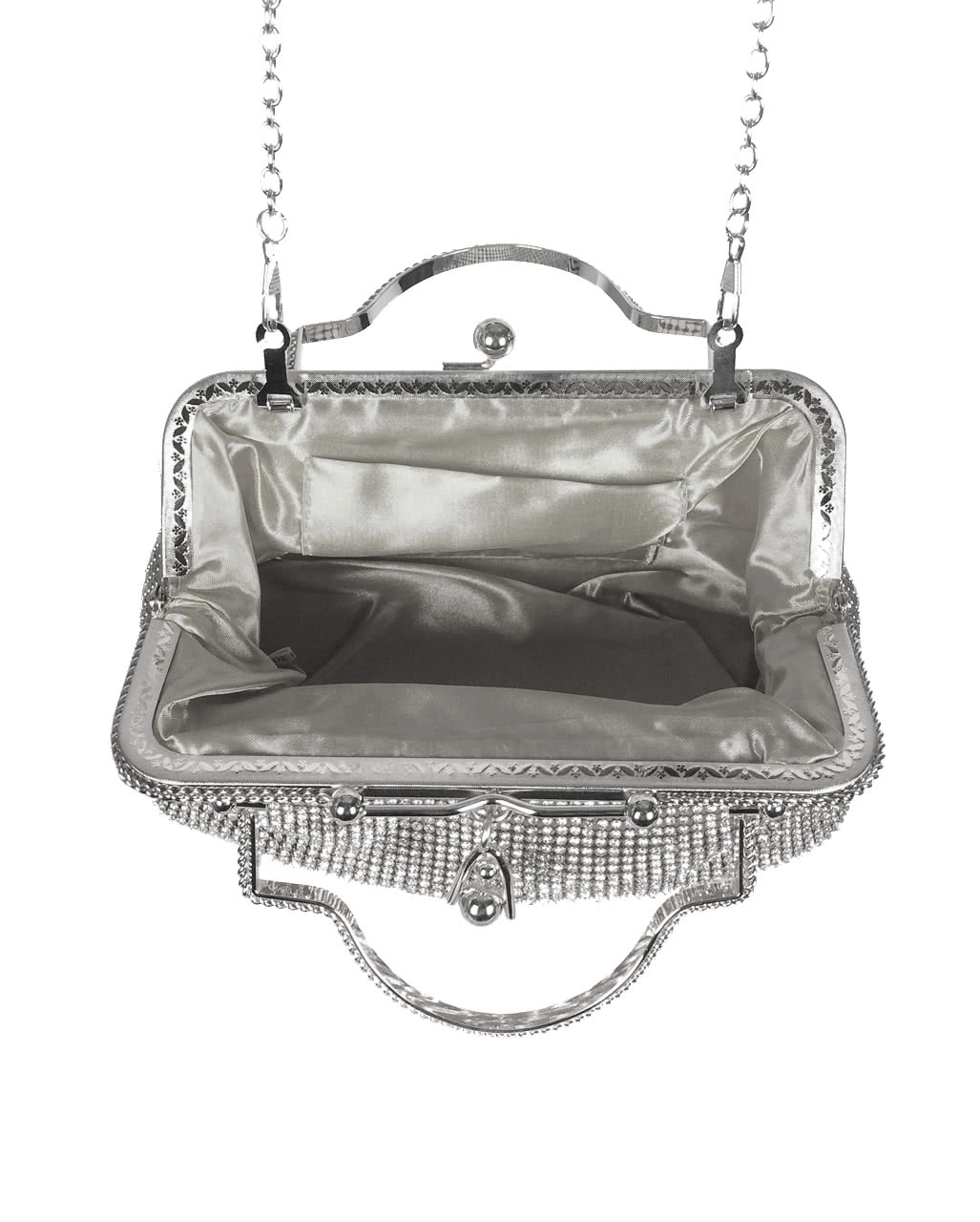 Silberne Vintage-Handtasche Mit Strass 5 Silberne Vintage-Handtasche Mit Strass – Bild 3